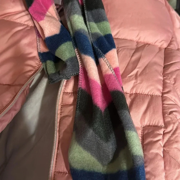 Girls' Pink Puffer Jacket with Scarf - Picture 7 of 7